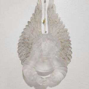 Vintage Angel Christmas Ornament Acrylic Plastic Frosted Gold Accent Wings